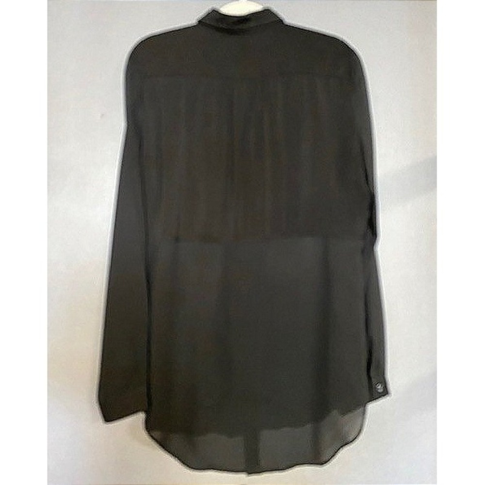 Free People Womens  Large‎ Black Mixed Media Sheer Panel lined Button Down Shirt - Picture 2 of 9